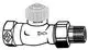 Thermostatventil mit niedrigem Widerstand, abgebildet in einer technischen Zeichnung. Hersteller: IMI Hydronic Engineering. Anordnung zeigt eine Durchgangsinstallation.